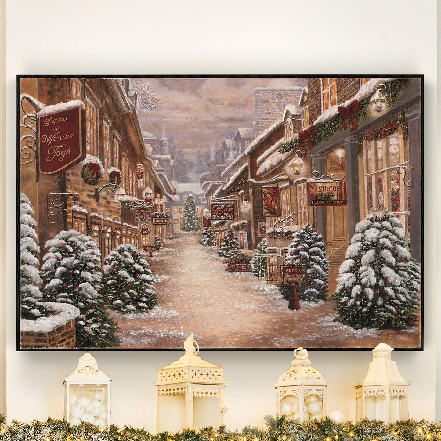 Renditions Gallery Christmas Decor Paintings for Wall Decorations Land of Wonder Farmhouse Canvas Wall Hanging Prints for Bedroom Dining Living Room Office Home Kitchen Wall Decor - 32"X48" LT18