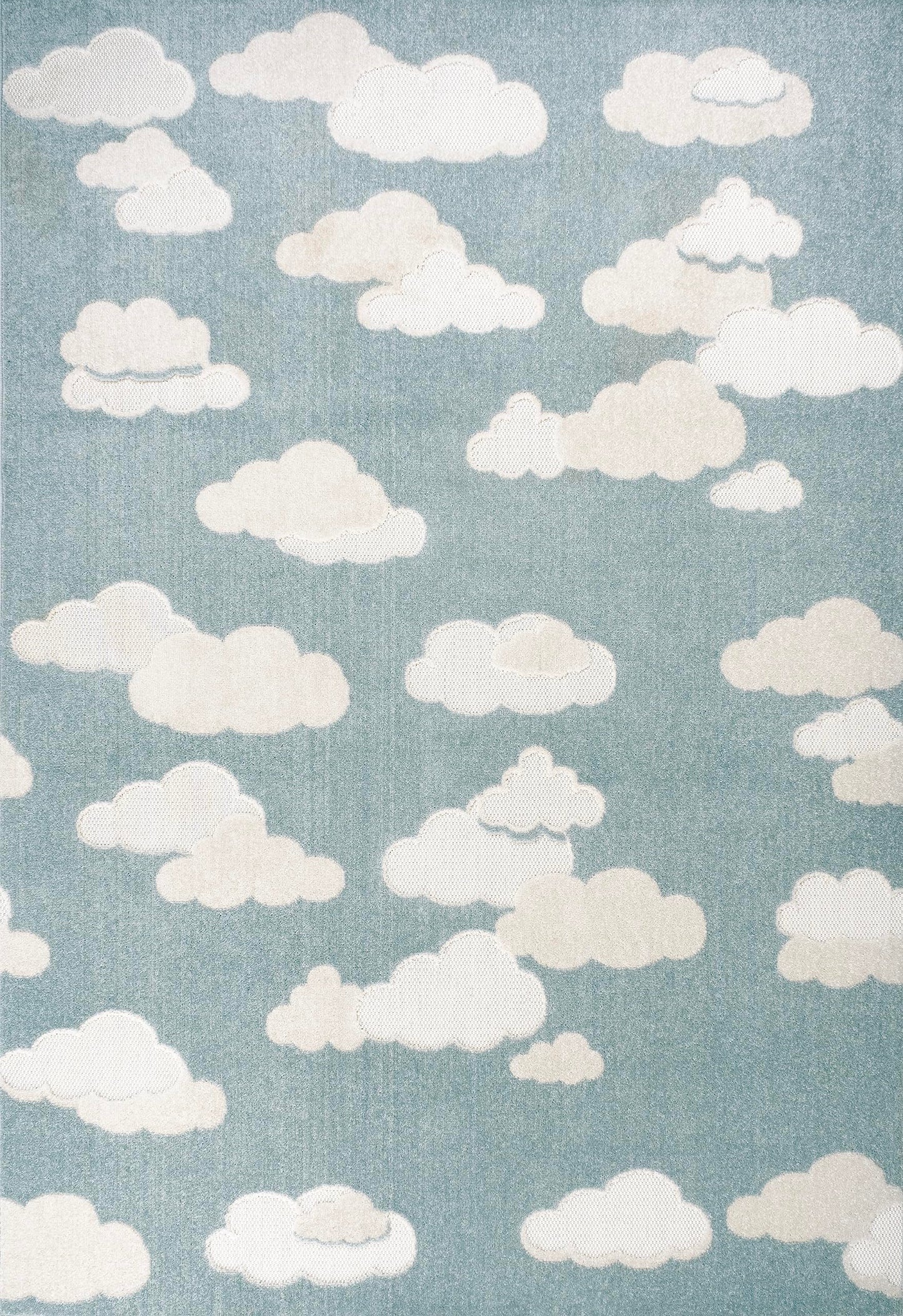 Eyely High-Low Cloud Scandi Area Rug 4 X 6 Blue/Ivory, Indoor Outdoor Rug