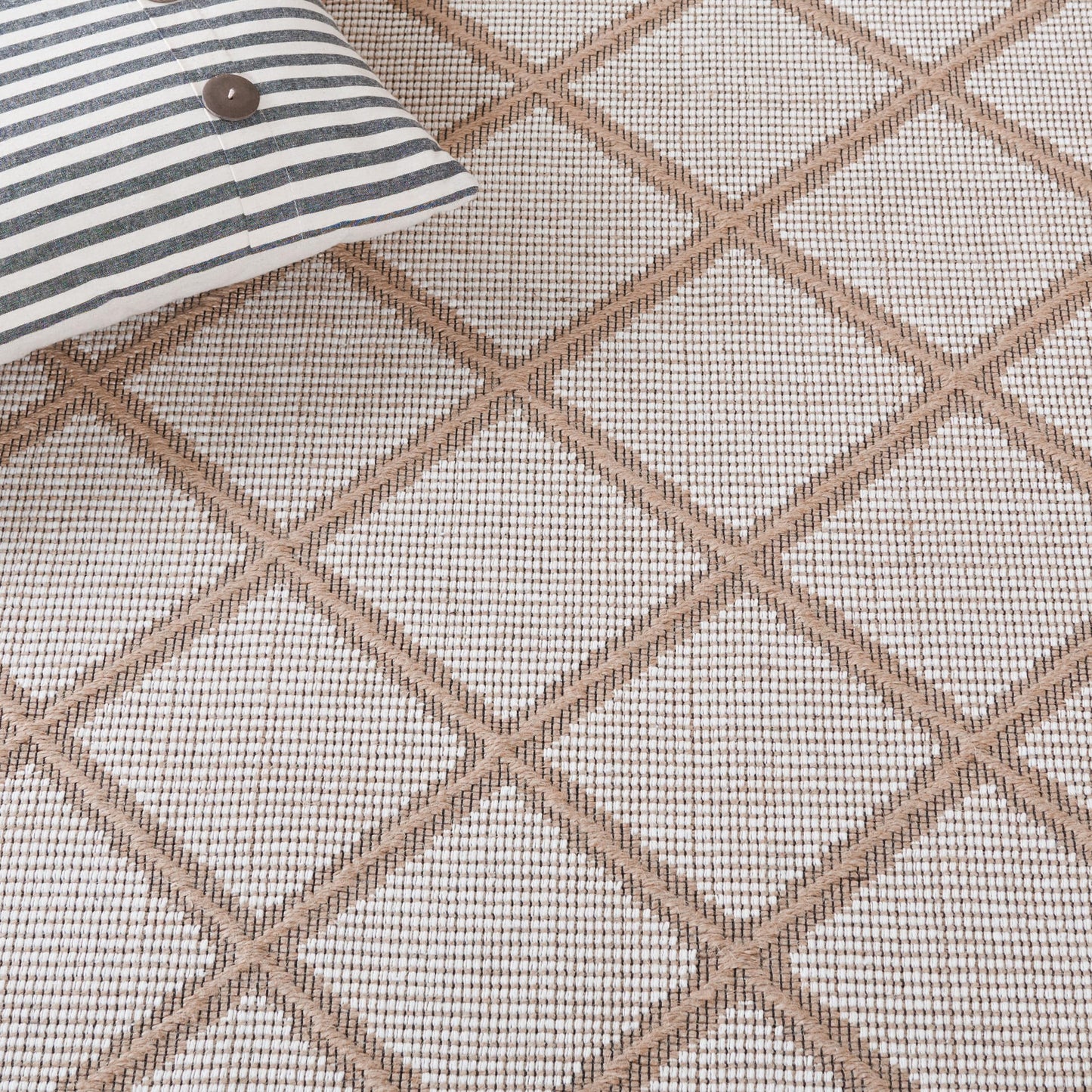 Safavieh Area Rug 8x10 - Aspect Collection - Large - Ivory & Natural, Jute & Cotton, Trellis Pattern, Ideal for Living Room, Bedroom, Office, Dining Space (APE454A)