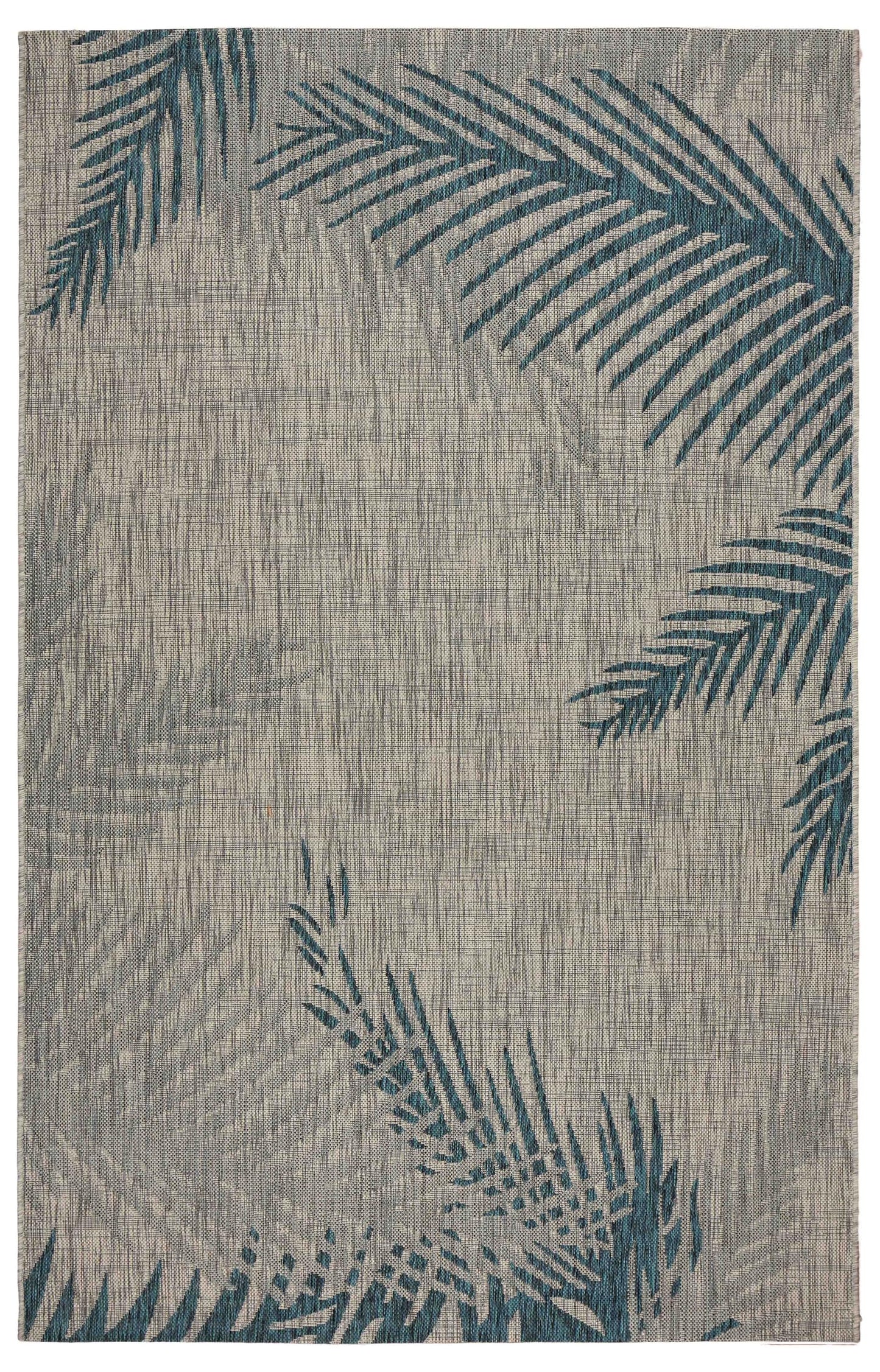 LR Home Palm Fronds Outdoor Area Rug for Home Decor, Carpet for Deck, Patio, Garden, Farmhouse Rug, 5' x 7', Blue/Beige