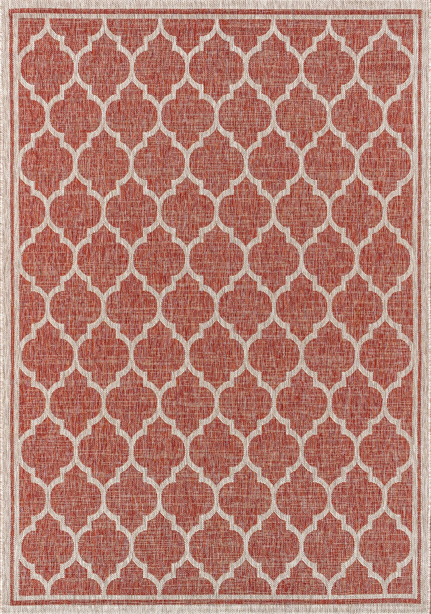 JONATHAN Y Moroccan Trellis Indoor Outdoor Area Rug 9X12 Red/Beige, Trebol Textured Weave for Backyard, Patio, Porch, Easy-Cleaning, High Traffic, Pet-Friendly, Non-Shedding (SMB109C-9)