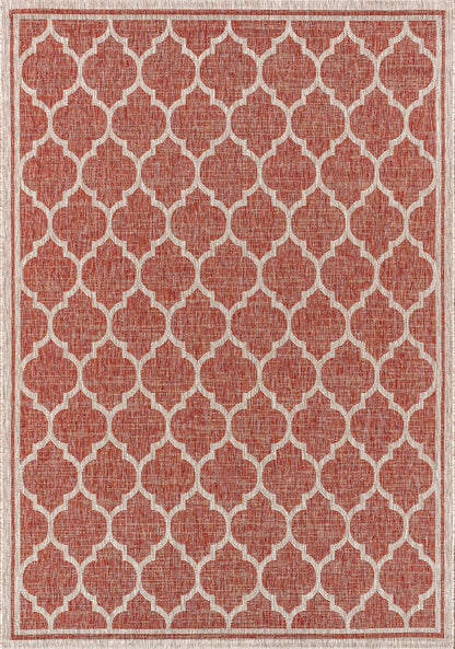 JONATHAN Y Moroccan Trellis Indoor Outdoor Area Rug 9X12 Red/Beige, Trebol Textured Weave for Backyard, Patio, Porch, Easy-Cleaning, High Traffic, Pet-Friendly, Non-Shedding (SMB109C-9)