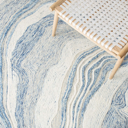 SAFAVIEH Fifth Avenue Collection 10' x 14' Blue/Ivory FTV121M Handmade Mid-Century Modern Abstract New Zealand Wool Living Room Dining Bedroom Area Rug