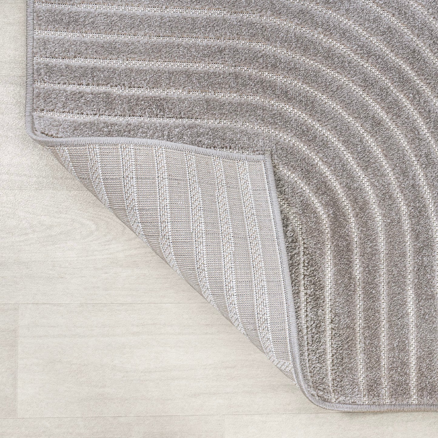 JONATHAN Y Hallie High-Low Curve Gray/Ivory 6x6 Square Indoor/Outdoor Area Rug, Minimalist, Pet Friendly, Non-Shedding, Stain Resistant, Hose-Washable for Backyard, Patio, Porch (SCN100A-6SQ)