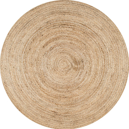 nuLOOM 3 Round Rigo Jute Hand Woven Area Rug, Natural, Solid Farmhouse Design, Natural Fiber, For Bedroom, Living Room, Dining Room, Hallway, Office, Kitchen, Entryway