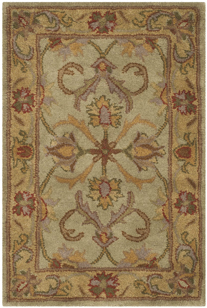 SAFAVIEH Heritage Collection Accent Rug - 2' x 3', Green & Gold, Handmade Traditional Oriental Wool, Ideal for High Traffic Areas in Entryway, Living Room, Bedroom (HG811A)