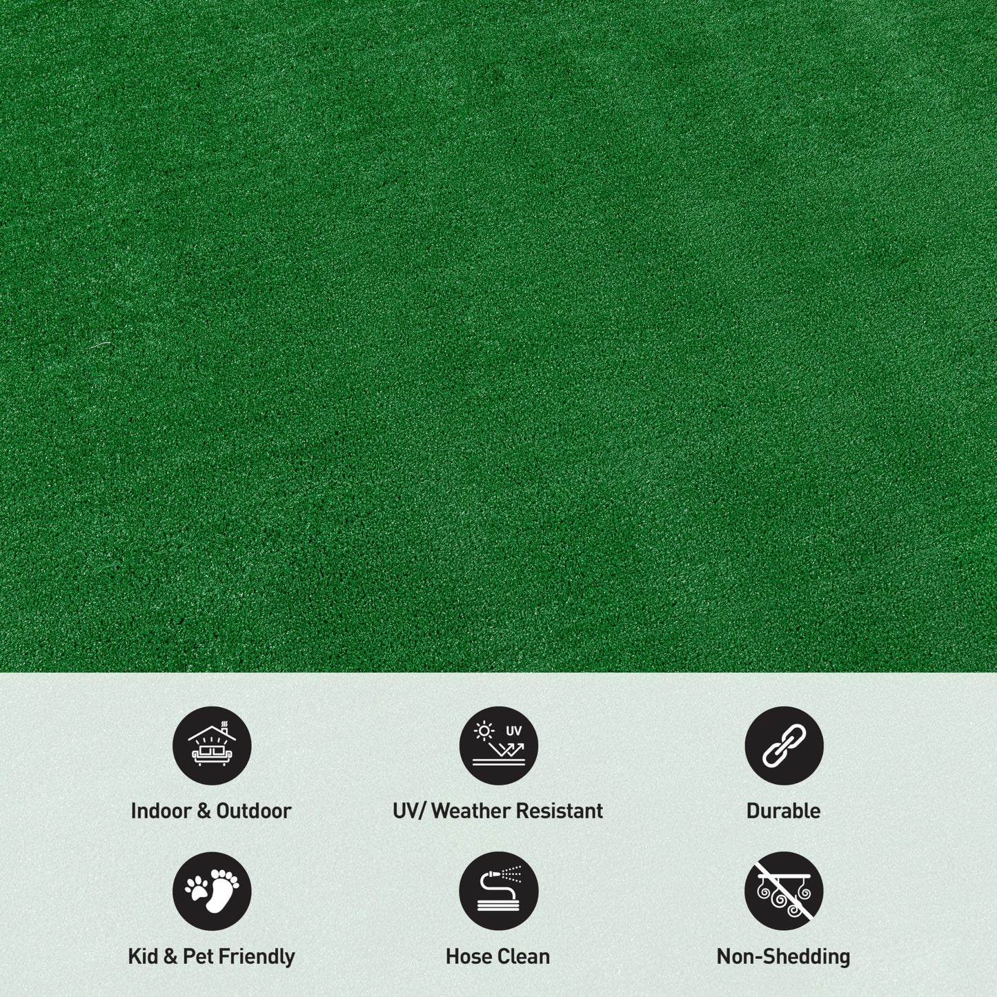 Rugshop Artificial Turf Solid Grass for Backyard, Garden, Patio, Balcony, Garage, Deck Indoor Outdoor Area Rug 5' x 7' Green