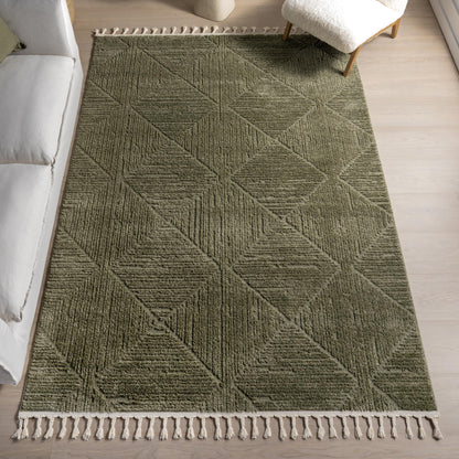 Nuloom Kerry Green, 5'3" x 7'6", Geometric, Soft and Cozy, High Traffic, Stain Resistant, Easy Clean, Durable Area Rug for Bedroom, Living Room, Dining Space, Den, Foyer, Entryway