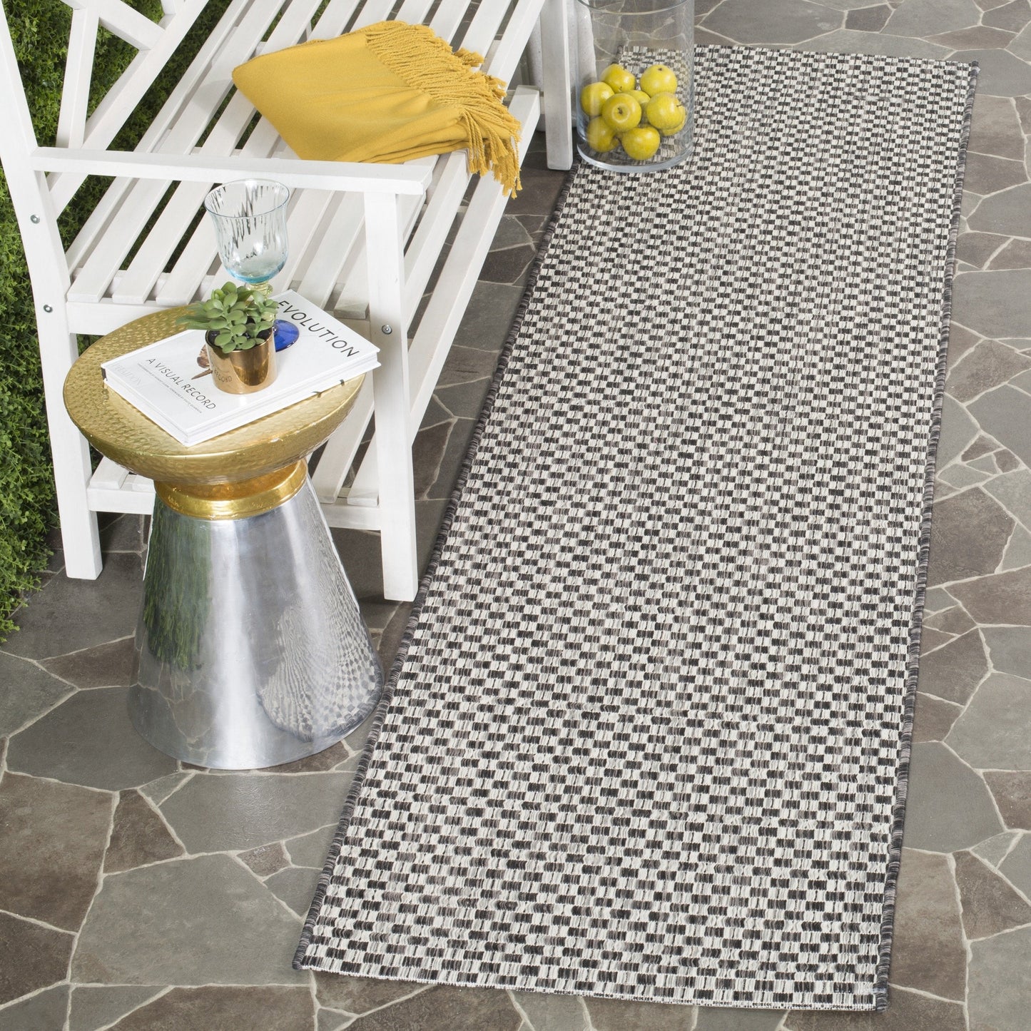 SAFAVIEH Washable Rug Outdoor Courtyard Collection - 2' x 3'7", Black & Light Grey, Non-Shedding & Easy Cleaning, Ideal for Patio, Front Door, Entryway, Doormat (CY8653-37621)