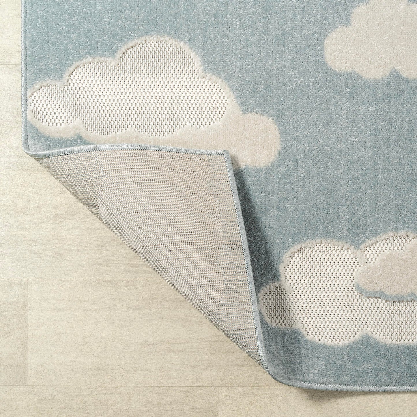 Eyely High-Low Cloud Scandi Area Rug 4 X 6 Blue/Ivory, Indoor Outdoor Rug