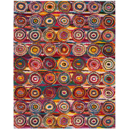 SAFAVIEH Fiesta Shag Collection Accent Rug - 3' x 5', Multi, Circles Abstract Design, Non-Shedding & Easy Care, 0.5-inch Thick Ideal for High Traffic Areas in Foyer, Living Room, Bedroom (FSG359M)