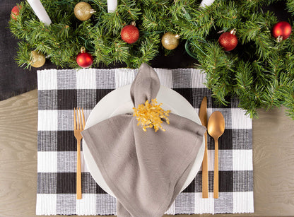 DII Buffalo Check Collection, Classic Farmhouse Tabletop Set, Placemat Set, 13x19, Black & White, 6 Piece