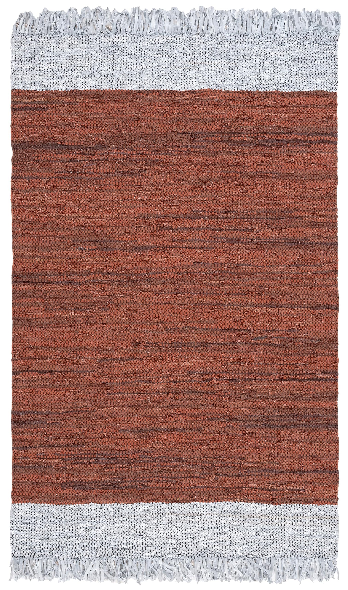 SAFAVIEH Vintage Leather Collection Area Rug - 5' x 8', Light Grey & Rust, Handmade Modern Fringe Design, Ideal for The Living Room, Bedroom, Dining Room (VTL310P-5)