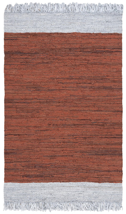 SAFAVIEH Vintage Leather Collection Area Rug - 5' x 8', Light Grey & Rust, Handmade Modern Fringe Design, Ideal for The Living Room, Bedroom, Dining Room (VTL310P-5)