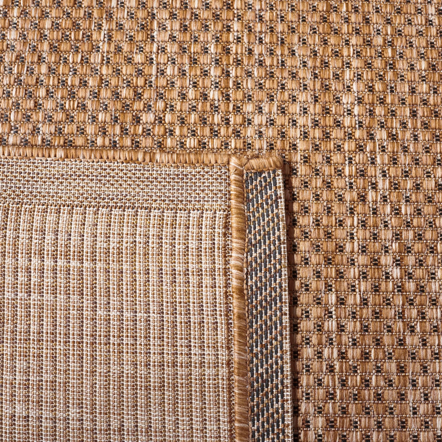SAFAVIEH Washable Rug Outdoor Courtyard Collection - 5'3" x 7'7", Natural & Gold, Non-Shedding & Easy Cleaning, Ideal for Patio, Backyard, Mudroom (CY7987-39A5)