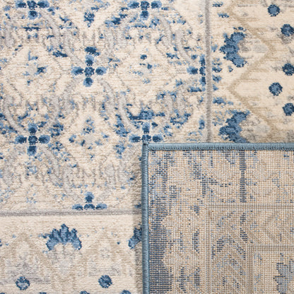 SAFAVIEH Brentwood Collection Area Rug - 9' x 12', Light Grey & Blue, Traditional Oriental Distressed Design, Non-Shedding & Easy Care, Ideal for High Traffic Areas in Living Room, Bedroom (BNT899G)