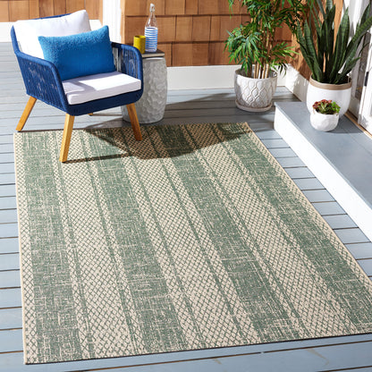 SAFAVIEH Courtyard Collection 2'7' x 5' Beige/Dark Green CY6736 Indoor/ Outdoor -Waterproof Easy -Cleaning Patio Backyard Mudroom Area -Rug
