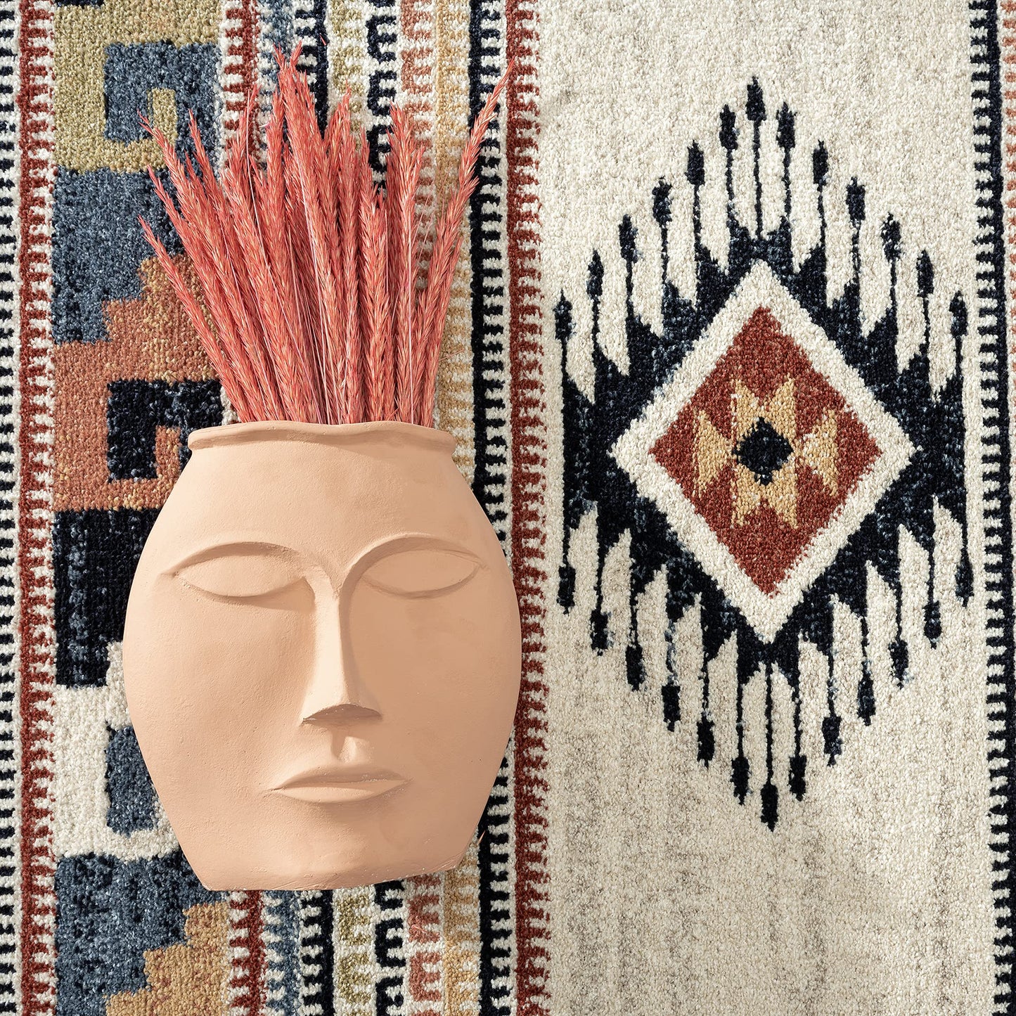 Abani Multicolor Southwestern Design 5'3" x 7'6" (5x8) Area Rug - Non-Shed Orange, Grey & Beige Tribal Pattern Dining Room Carpet Rugs