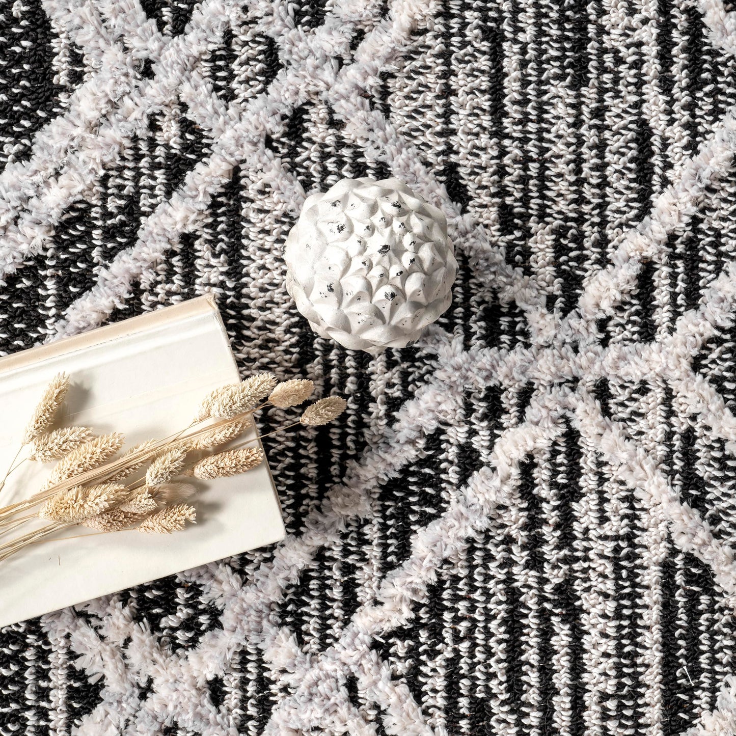 nuLOOM 9x12 Ansley Moroccan Tassel Area Rug, Grey, High-Low Textured Bohemian Design, Plush High Pile, Stain Resistant, For Bedroom, Living Room, Hallway, Entryway