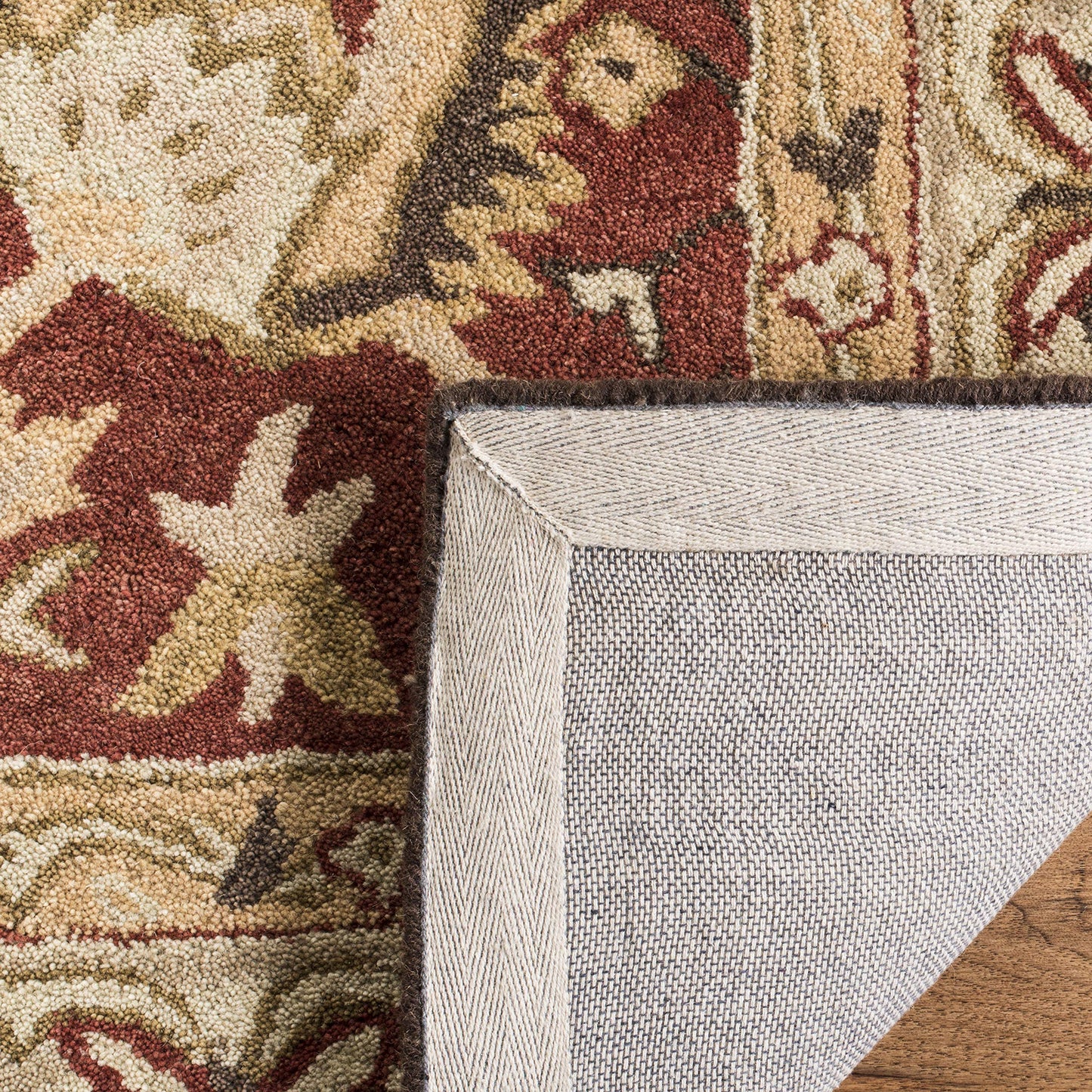 SAFAVIEH Area Rug 8x10 - Anatolia Collection - Large - Rust & Green, Handmade Wool, Traditional Oriental Design, Ideal for Living Room, Bedroom, Office, Dining Space (AN512G)