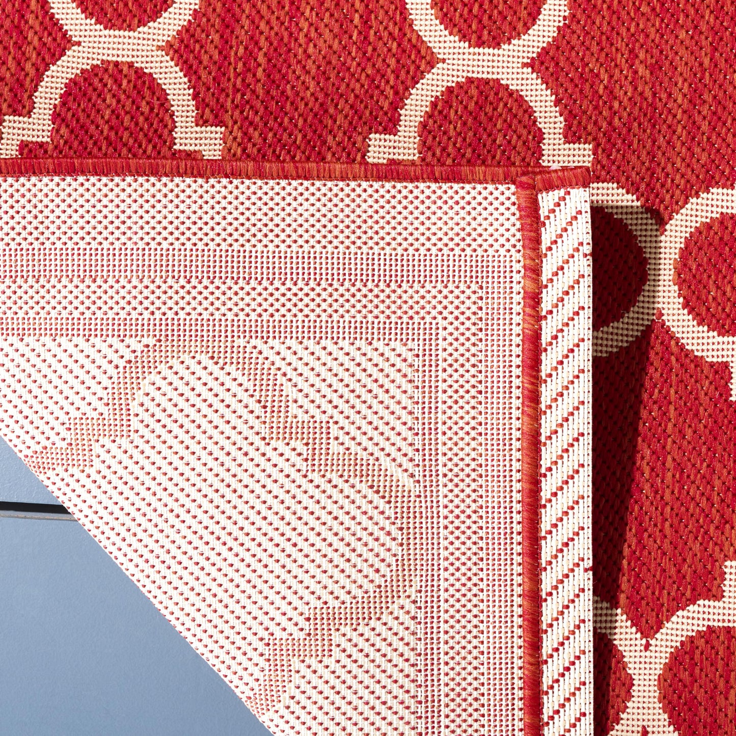 SAFAVIEH Washable Rug Outdoor Courtyard Collection - 9' x 12', Red & Bone, Non-Shedding & Easy Cleaning, Ideal for Patio, Backyard, Mudroom (CY6918-248)