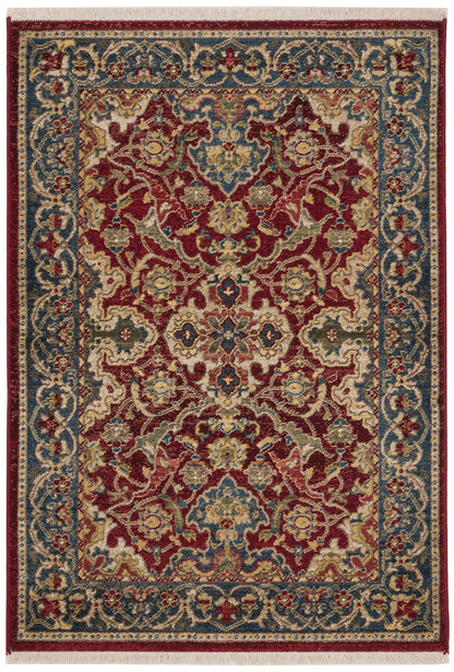 SAFAVIEH Kashan Collection Area Rug - 4' x 6', Red & Blue, Traditional Oriental Design, Non-Shedding & Easy Care, Ideal for High Traffic Areas in Living Room, Bedroom, Dining (KSN307Q-4)