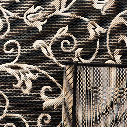 SAFAVIEH Courtyard Collection 6'7' x 9'6' Black / Sand CY2098 Scroll Indoor/ Outdoor Patio Backyard Mudroom Area-Rug