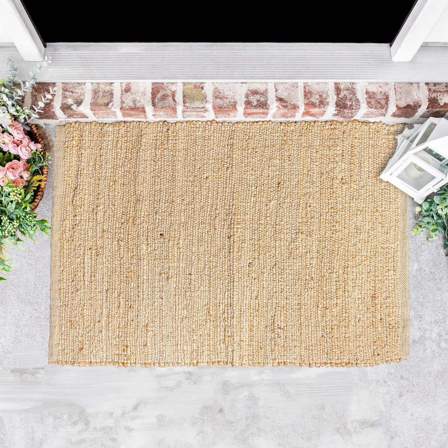 Chardin home 2x3 Jute Cotton Hand Woven Doormat Rug, Natural Jute Braided Entryway Mat | Rustic Boho Farmhouse Reversible Accent Rug for Front Door, Kitchen, Bedroom, or Bathroom | Natural Fiber Rug
