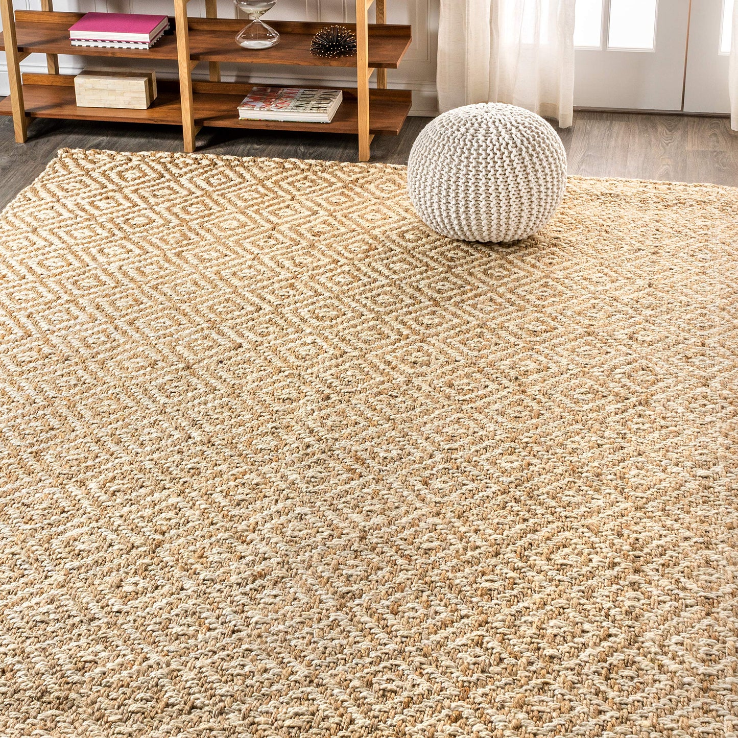 JONATHAN Y Hira Hand Woven Diamond Chunky Jute Natural Indoor Area Rug, 5x8, Bohemian, Transitional, Easy-Cleaning for Living Room, Bedroom, Kitchen, Pet Friendly, Non-Shedding (NFR100A-5)