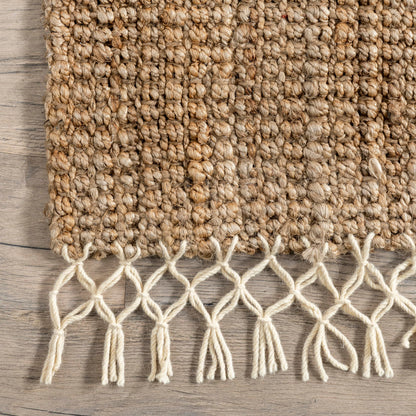 Nuloom Raleigh Natural, 2'6" x 6', Handmade, Jute & Wool, Soft and Textured, High Traffic, Stain Resistant, Easy Clean, Durable Runner for Bedroom, Living Room, Dining Space, Den, Foyer, Entryway