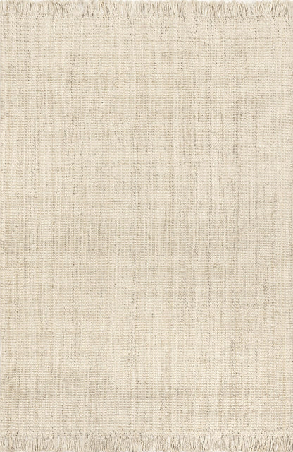Nuloom Daniela Off-White, 6' x 9', Handmade, Jute, Tassel, Soft and Textured, High Traffic, Stain Resistant, Easy Clean, Durable Area Rug for Bedroom, Living Room, Dining Space, Foyer, Entryway