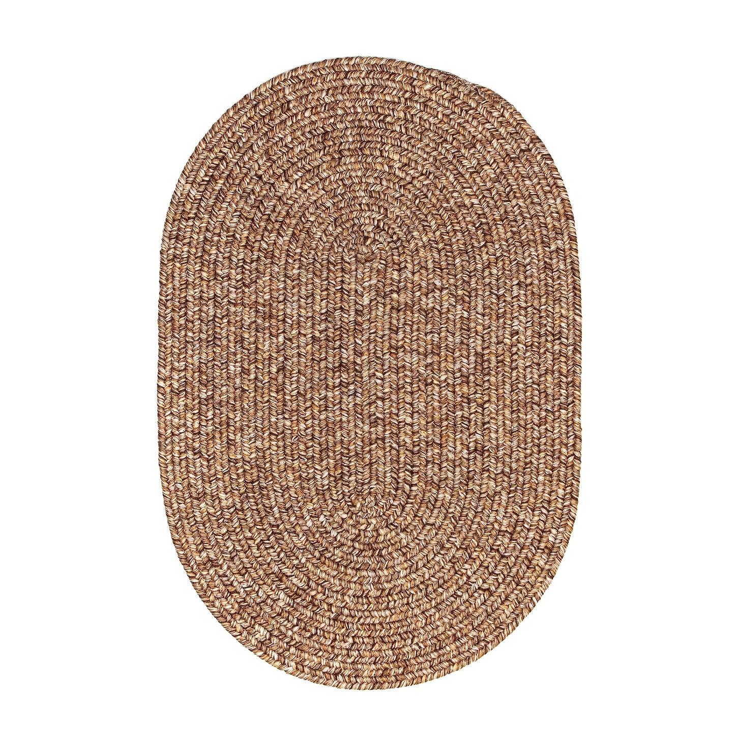 Super Area Rugs Rustic Farmhouse Living Indoor/Outdoor Reversible Braided Rug - Made in USA - Brown Mix 2' X 3' Oval