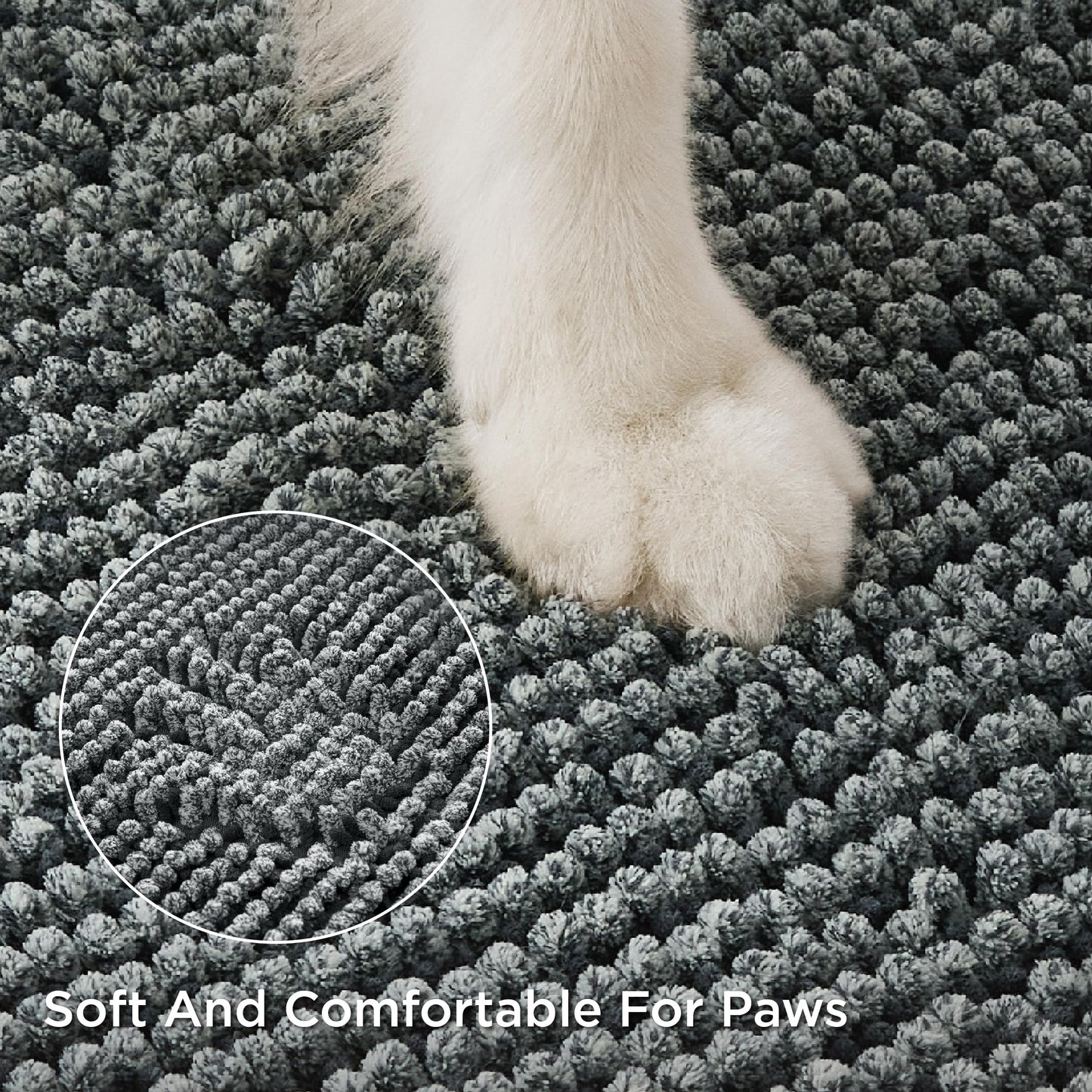 Bedsure Dog Door Mat for Muddy Paws, High-Low Absorbent Chenille Indoor Entrance Mud Dirt Trapper Soak-Stopper, Machine Washable Non-Slip Entryway Rug for Pets, 35"x24" Grey