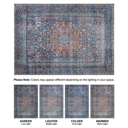Bloom Rugs Washable Non-Slip 3' x 5' Rug - Multicolor Traditional Medallion Area Rug for Living Room, Bedroom, Dining Room, and Kitchen - Exact Size: 3' x 5'