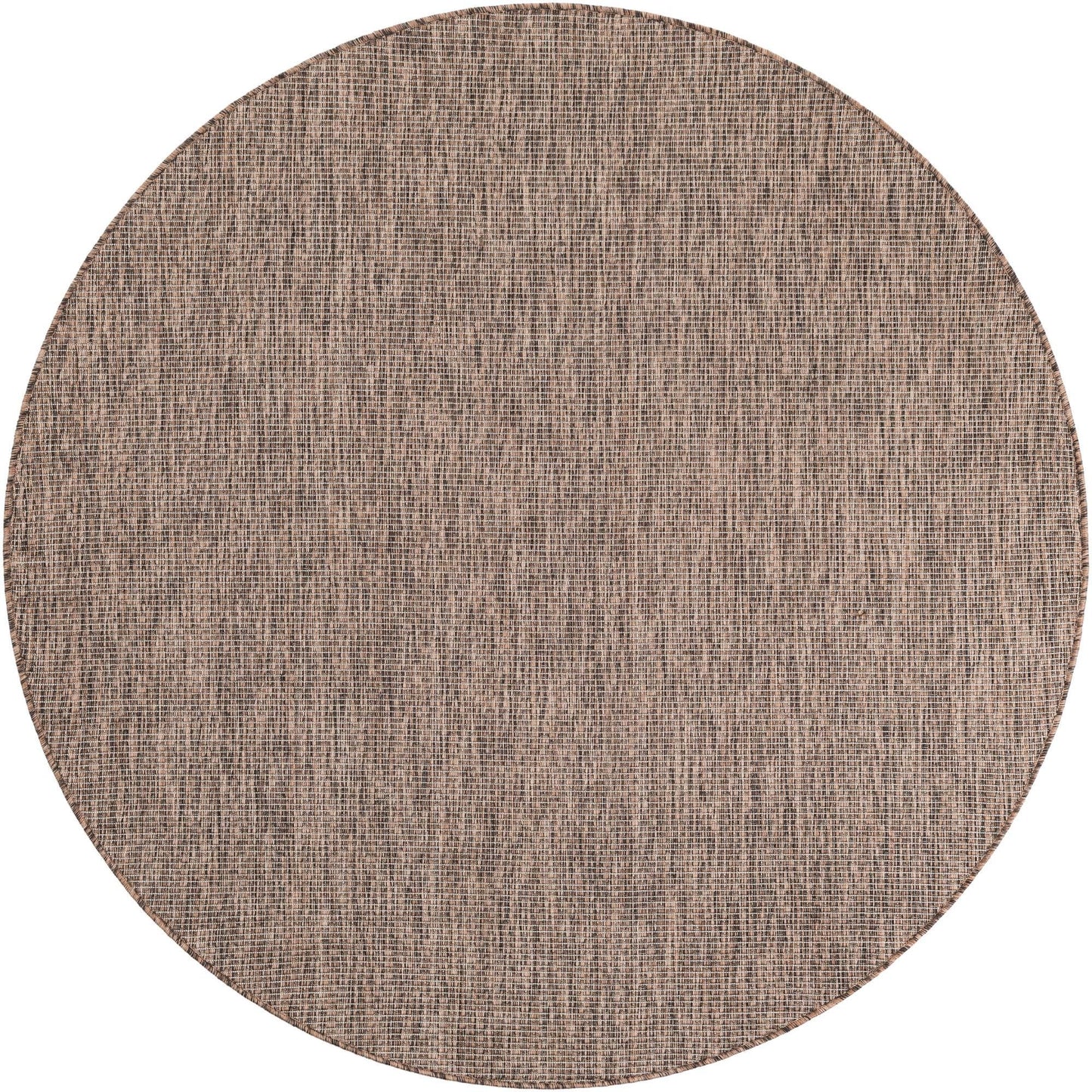 Unique Loom Outdoor Solid Collection Area Rug (6' 1" Round Light Brown/Ivory)