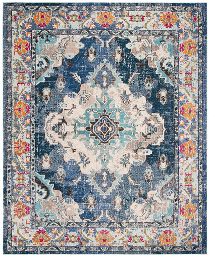 SAFAVIEH Monaco Collection Area Rug - 10' x 14', Navy & Light Blue, Non-Shedding & Easy to Clean, Distressed Medallion Design, Ideal for Living Room, Bedroom, Dining Space (MNC243N)