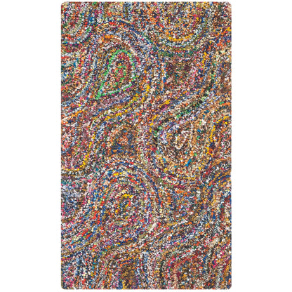 SAFAVIEH Nantucket Collection Accent Rug - 2'3" x 4', Multi, Handmade Boho Abstract Burst Cotton, Ideal for High Traffic Areas in Entryway, Living Room, Bedroom (NAN437A)