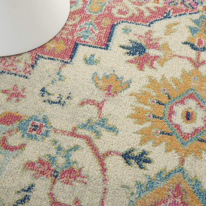Nourison Home Passion Ivory Pink 5'3" x 7'3" Area Rug - Easy Clean, Non Shedding, Bed Room, Living Room, Dining Room, Kitchen (5' x 7')