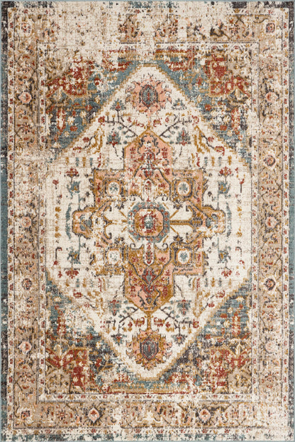 nuLOOM Performance Oriental Style Area Rug, Vintage Design, Durable, Easy to Clean, Justine Beige, 4' x 6'