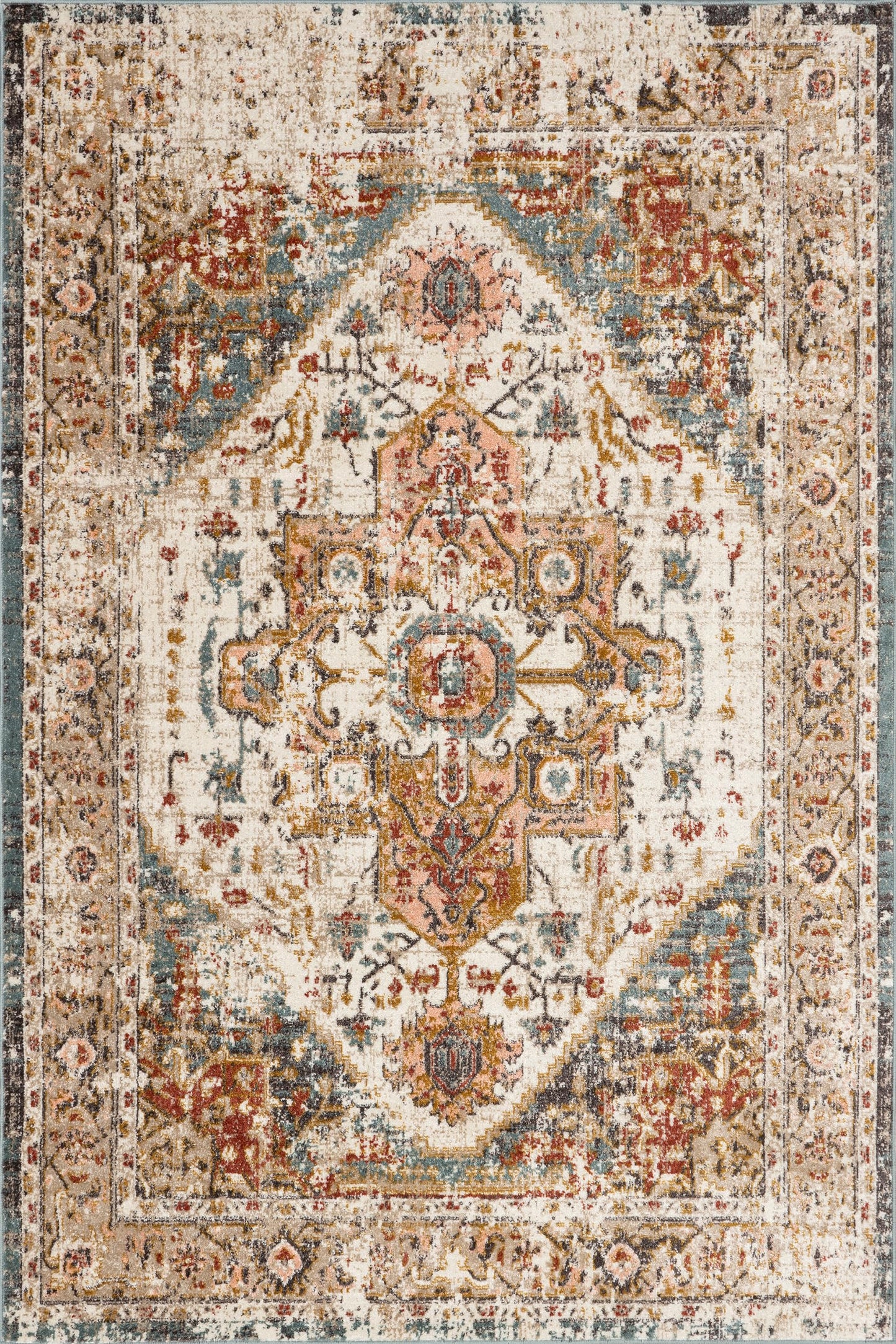 nuLOOM Performance Oriental Style Area Rug, Vintage Design, Durable, Easy to Clean, Justine Beige, 8' x 10'
