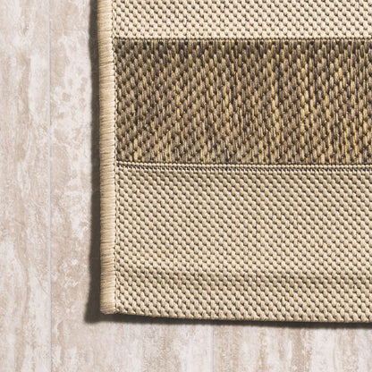 JONATHAN Y Wide Stripe Indoor Outdoor Area Rug 4X6 Beige/Brown, Aveiro for Backyard, Patio, Porch, Easy-Cleaning, High Traffic, Pet-Friendly, Non-Shedding (SMB112A-4)