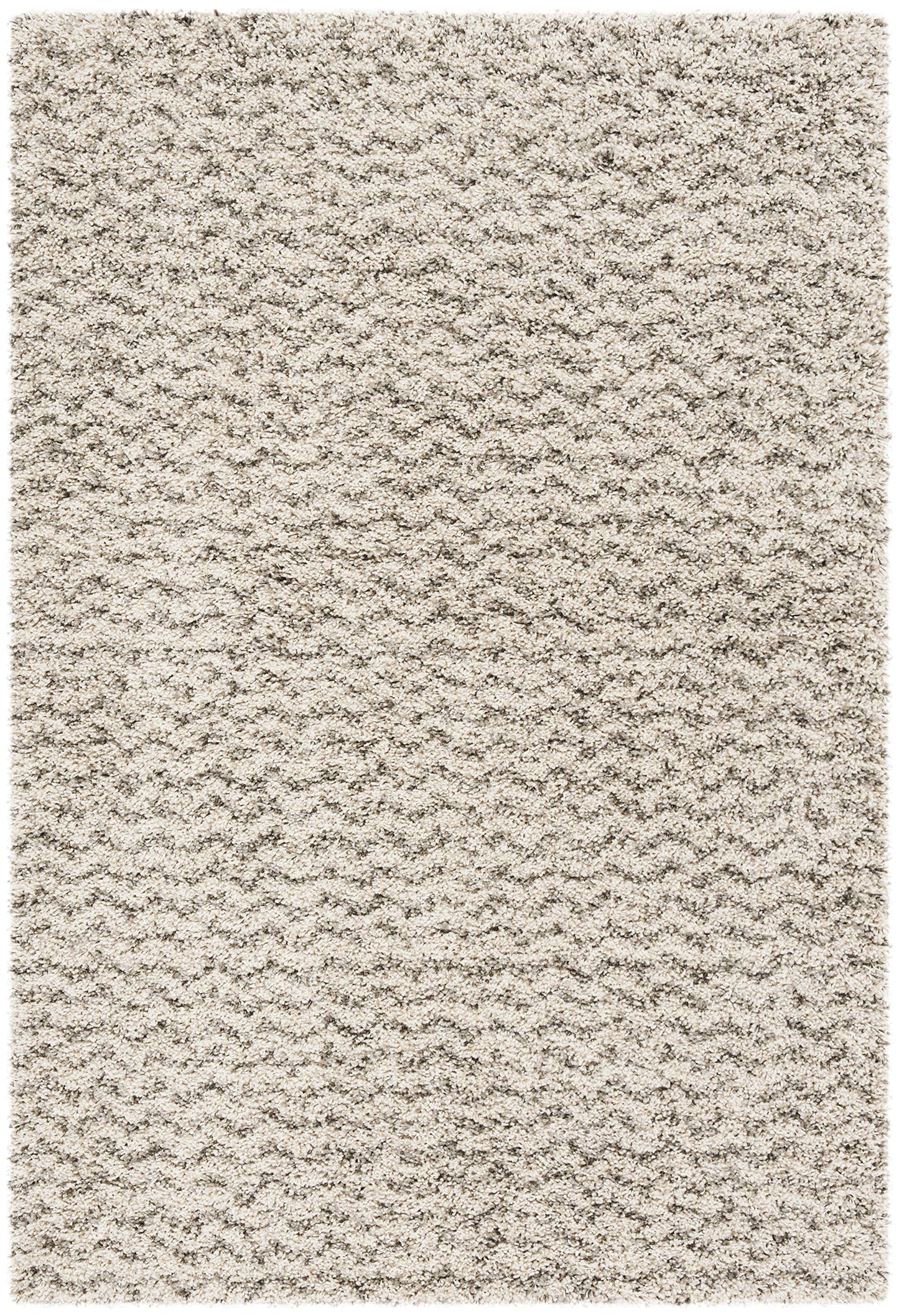 SAFAVIEH Hudson Shag Collection Area Rug - 5'1" x 7'6", Ivory & Grey, Chevron Design, Non-Shedding & Easy Care, 2-inch Thick Ideal for High Traffic Areas in Living Room, Bedroom (SGH330A)