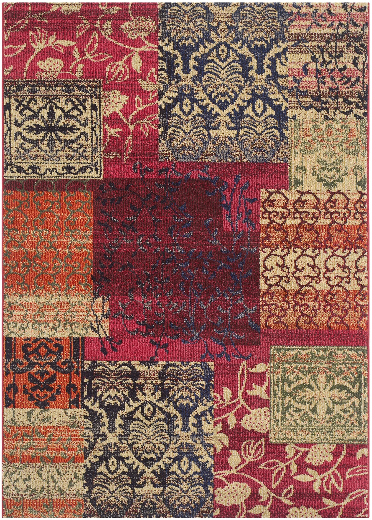 SAFAVIEH Monaco Collection Area Rug - 5'1" x 7'7", Multi, Boho Patchwork Design, Non-Shedding & Easy Care, Ideal for High Traffic Areas in Living Room, Bedroom (MNC211F)