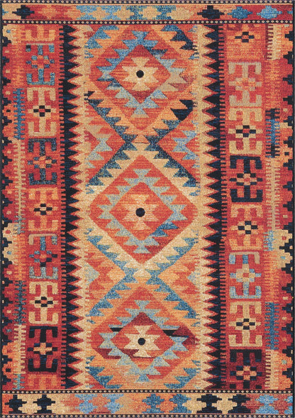 Unique Loom Outdoor Tribal Collection Area Rug - Tortuguero (4' x 6' Rectangle, Multi/ Blue)