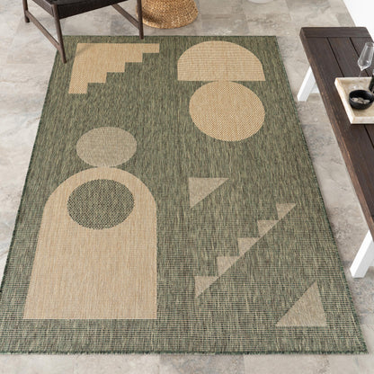 Nuloom Outdoor Performance Tayla Green/Brown, 4' x 6', Abstract, Soft and Cozy, High Traffic, Stain Resistant, Easy Clean, Durable Area Rug for Indoor/Outdoor Patio, Deck, Porch, Garden, Courtyard
