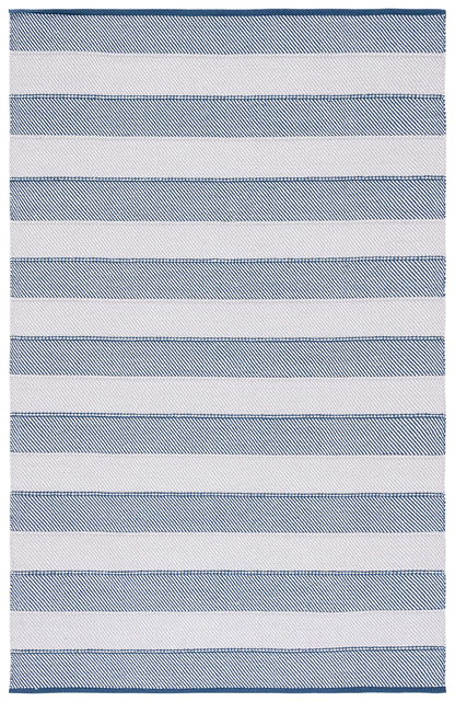 SAFAVIEH Area Rug 8x10 - Striped Kilim Collection - Large - Grey & Blue, Flat Weave Cotton, Ideal for Living Room, Bedroom, Office, Dining Space (STK803F)