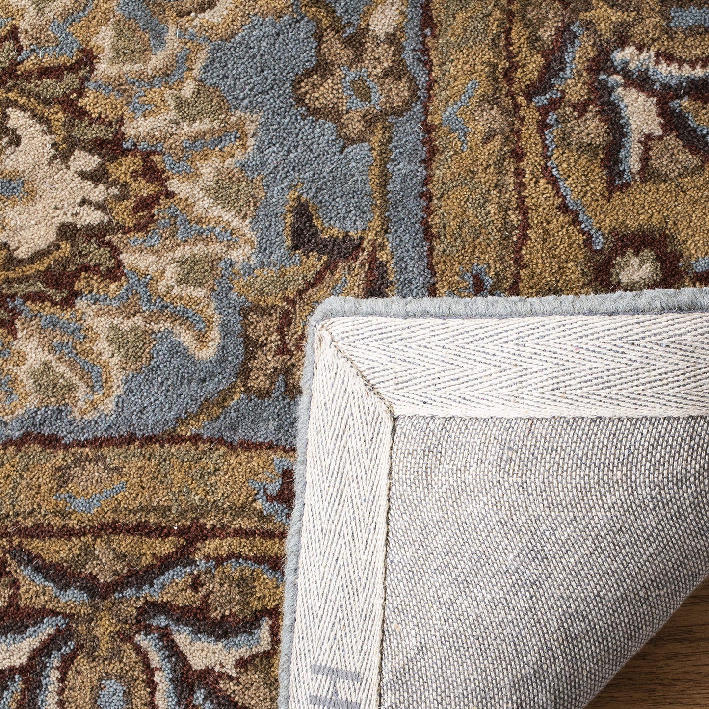 SAFAVIEH Heritage Collection X-Large Area Rug - 11' x 17', Blue & Gold, Handmade Traditional Oriental Wool, Ideal for High Traffic Areas in Living Room, Bedroom (HG958A)
