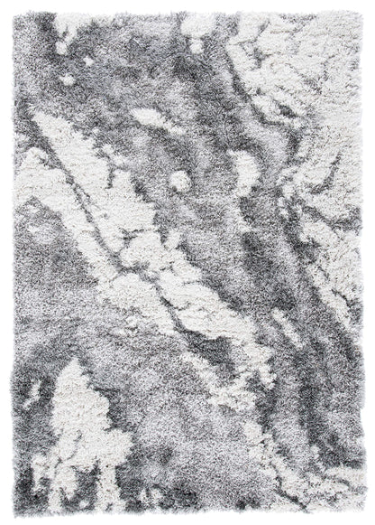 SAFAVIEH Horizon Shag Collection Area Rug - 5'3" x 7'7", Grey & Ivory, Modern Abstract Design, Non-Shedding & Easy Care, 2-inch Thick Ideal for High Traffic Areas in Living Room, Bedroom (HZN890F)