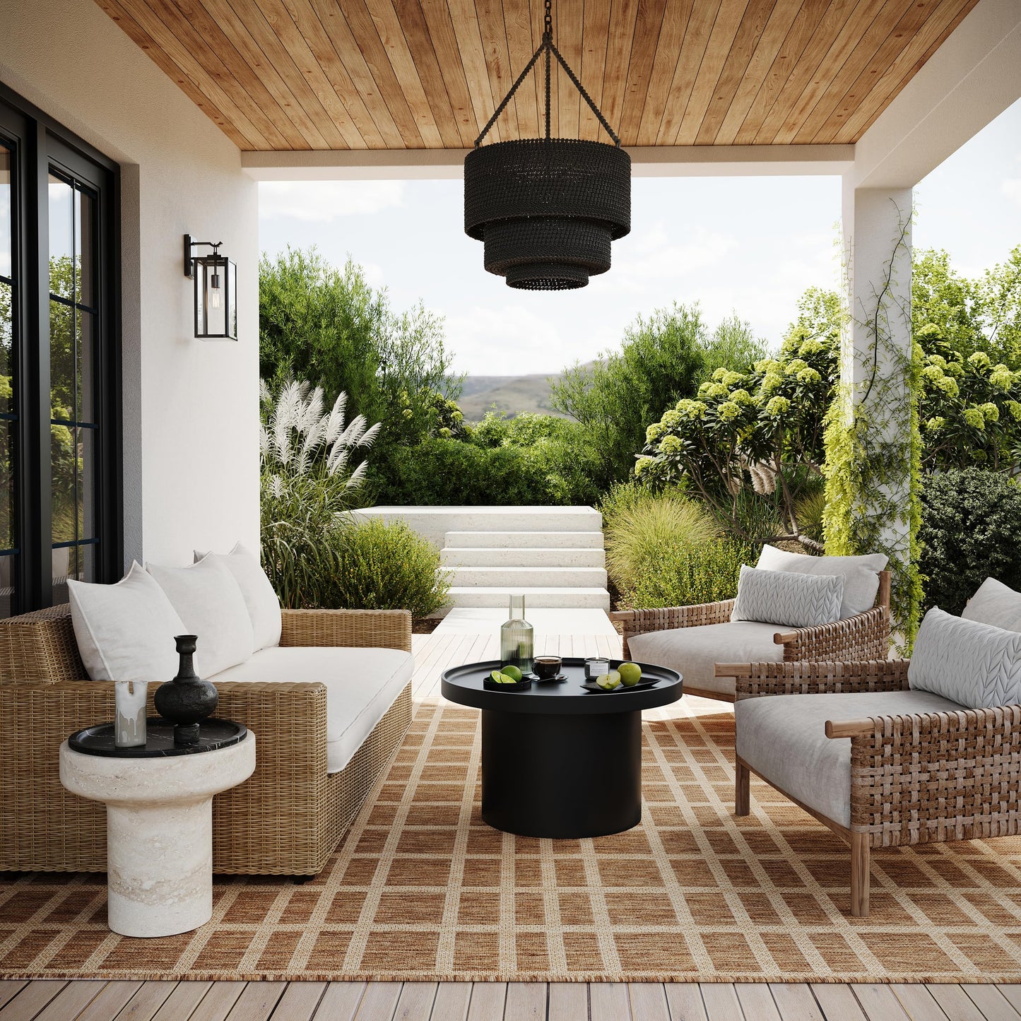 Nuloom Vanya Checkered 5' x 8' Indoor/Outdoor Area Rug for Living Room Patio Deck Front Porch, Light Brown