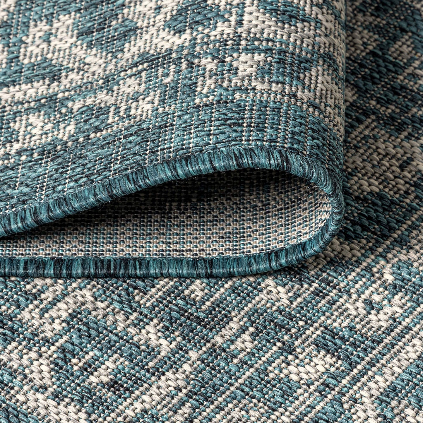 JONATHAN Y Boho Medallion Indoor Outdoor Area Rug 6X9 Teal/Gray, Malta Textured Weave for Backyard, Patio, Porch, Easy-Cleaning, High Traffic, Pet-Friendly, Non-Shedding (SMB104B-6)